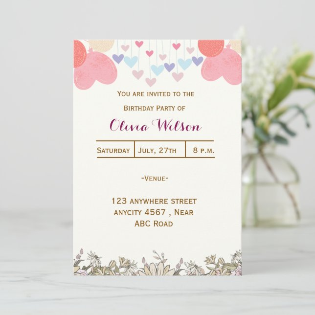 Convite Aniversário (Em pé/Frente)