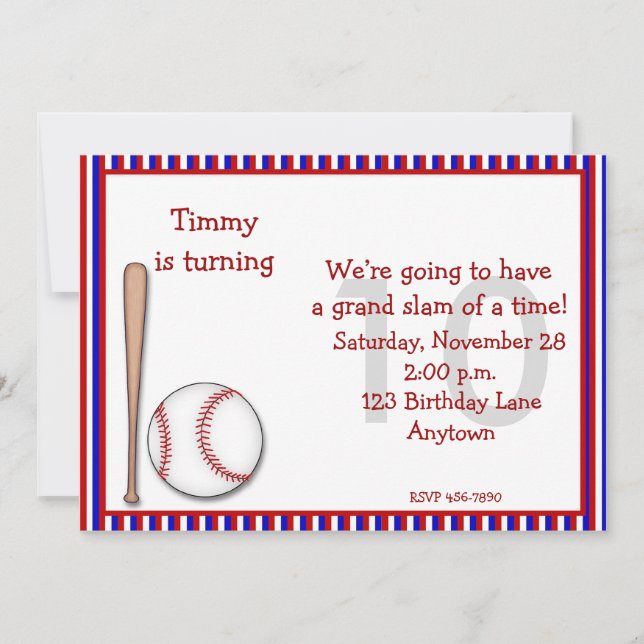 Convite Aniversário 10º Baseball (Frente)