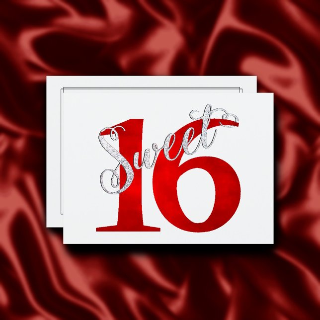 Convite Aniversário 16 anos | Clássico Vermelho e Branco G (Criador carregado)