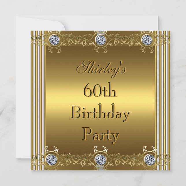 Convite Aniversário 60 Anos Dourado (Frente)