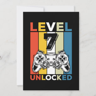 Convite Aniversário 7º Nível Desbloqueado 7 Jogos Vintage