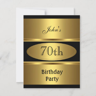 Convite Aniversário 70 Anos Dourado Preto Masculin