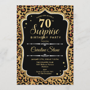 Convite Aniversário 70 de Surpresa - Preto-Leopardo Doura