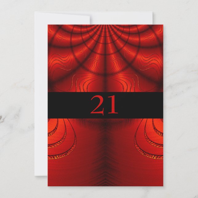 Convite Aniversário Abstrato Tecido Vermelho (Frente)