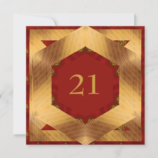 Convite Aniversário Abstrato Vermelho Amarelo (Frente)