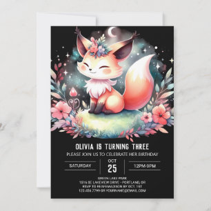 Convite Aniversário Adorável da Fox Digital