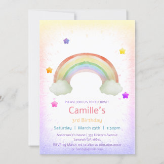 Convite Aniversário adorável da Rainbow