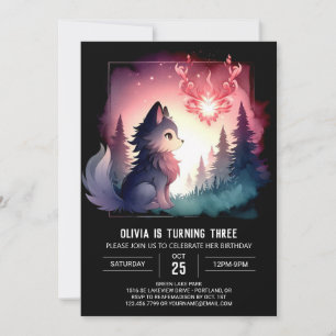 Convite Aniversário Adorável do Wolf Watercolor