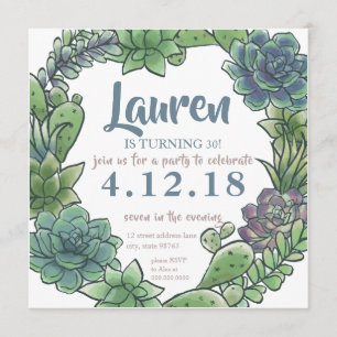 Convite Aniversário adulto do Succulent alguma idade que