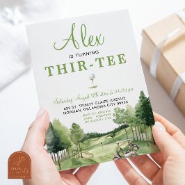 Convite Aniversário Adulto Golfe Green Thir-Tee ao Ar Livr