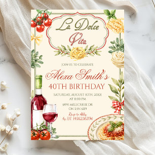 Convite Aniversário Adulto Vinho e Massa La Dolce Vita
