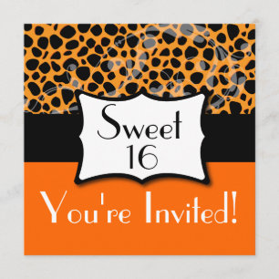 Convite Aniversário alaranjado do doce 16 da chita