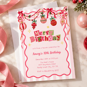 Convite Aniversário Alegre Natal Rosa Caprichoso