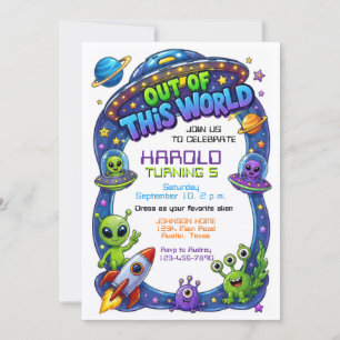 Convite Aniversário Alien Fora do Mundo Espaço Exterior Ga