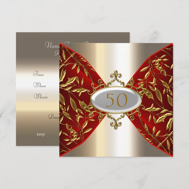 Convite Aniversário Aniversário de casamento visual em met (Frente/Verso)