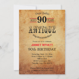 Convite Aniversário Antiquado 90