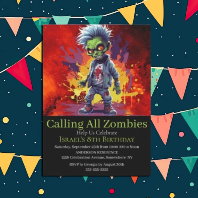 Convite Aniversário Apocalipse Menino Zumbi (Zombie Walkers,  Your birthday party won't be complete without an array of gruesome zombie props! )
