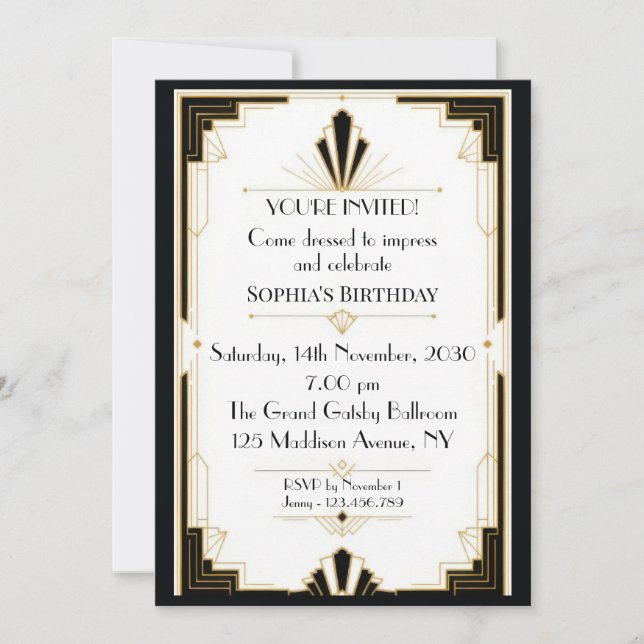 Convite Aniversário Art Deco (Frente)