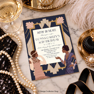 Convite Aniversário Art Déco Gatsby Afro-Americano