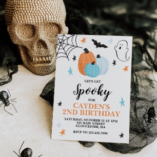Convite Aniversário Assustador de Halloween com Abóboras A