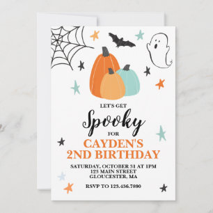 Convite Aniversário Assustador de Halloween com Abóboras A