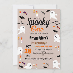 Convite Aniversário Assustador de Um Ano Fantasma Hallowee