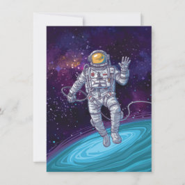 Convite Aniversário. Astronauta no Espaço com Estrelas e G