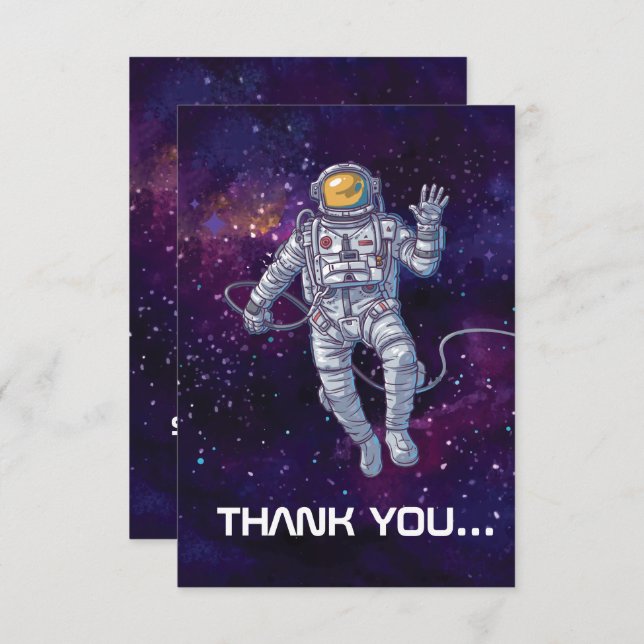 Convite Aniversário. Astronauta no Espaço com Estrelas e G (Frente/Verso)