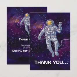 Convite Aniversário. Astronauta no Espaço com Estrelas e G