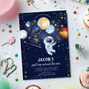 Convite Aniversário Astronauta Planeta Galáxia Espaço Side