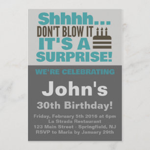 Convite Aniversário Azul do Partido do Bolo Surpresa