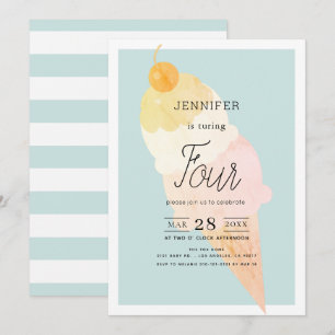 Convite Aniversário azul Sorvete