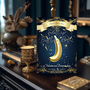 Convite Aniversário Banana Dourada Luxo Divertido