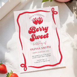 Convite Aniversário Berry Sweet com Laço Rosa Coquette Mor