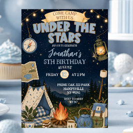 Convite Aniversário Blue Camp Under The Stars
