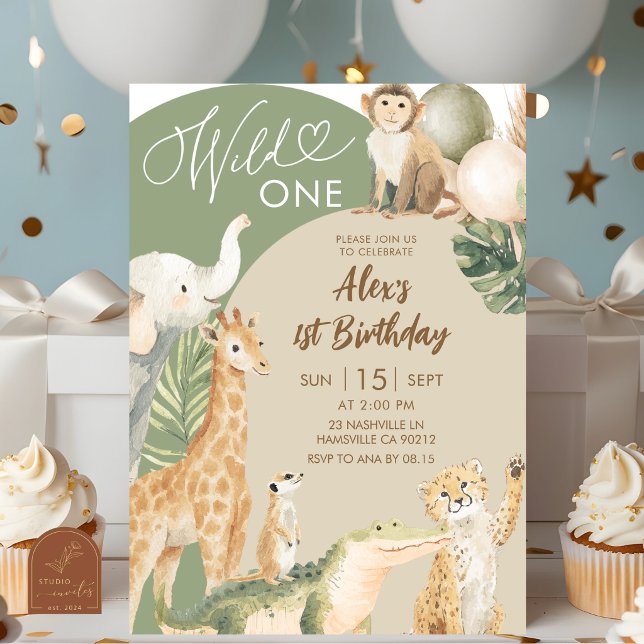 Convite Aniversário Boho Greenery Safari Wild One (Criador carregado)