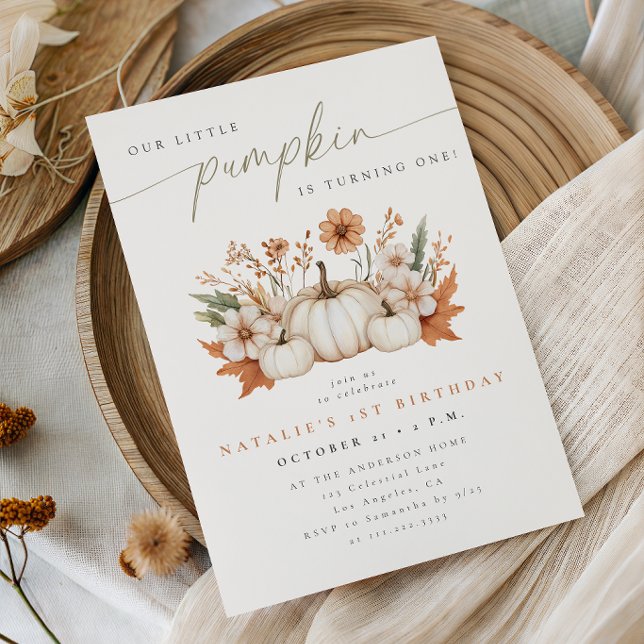 Convite Aniversário Boho Little Pumpkin Outono (Criador carregado)