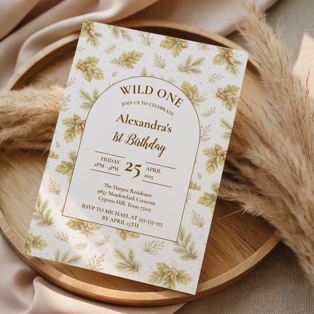 Convite Aniversário Boho Woodland Wild One (Criador carregado)