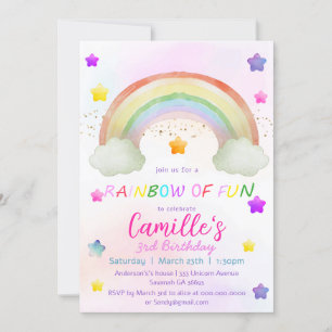 Convite Aniversário bonito da estrela arco-íris