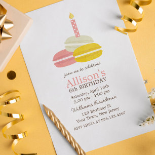 Convite Aniversário bonito de Macarons do francês