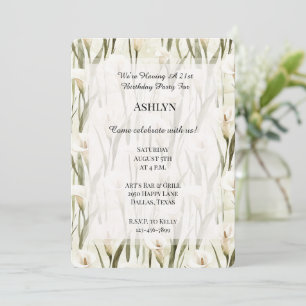 Convite Aniversário bonito do Floral Branco Lilly Green Ca