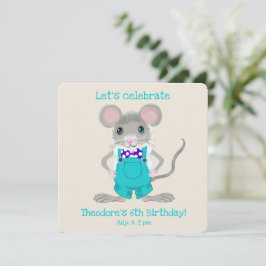 Convite Aniversário bonito e elegante do rato