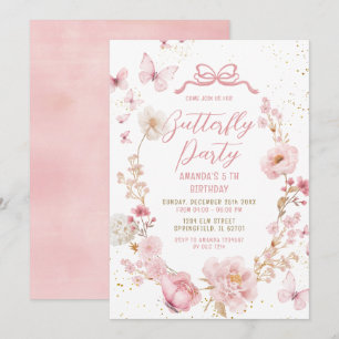 Convite Aniversário Borboleta Aquarela Jardim Floral Prima