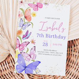 Convite Aniversário Borboleta Roxa Rosa