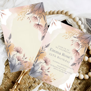 Convite Aniversário Botânico Blush