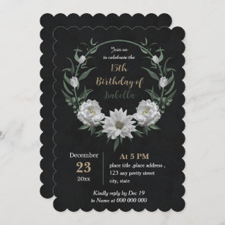 Convite aniversário botânico das flores brancas românticas