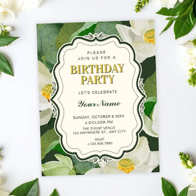 Convite Aniversário Botânico Verde (Criador carregado)
