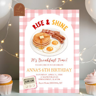 Convite Aniversário Café da Manhã Red Gingham Rise and Shi
