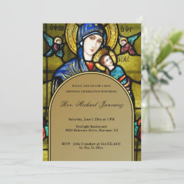 Convite Aniversário Católico Vidro Colorido Religioso 