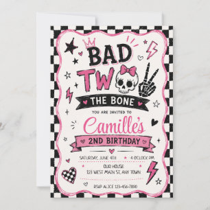 Convite Aniversário Caveira Punk Goth Rosa Ruim pra Carbon